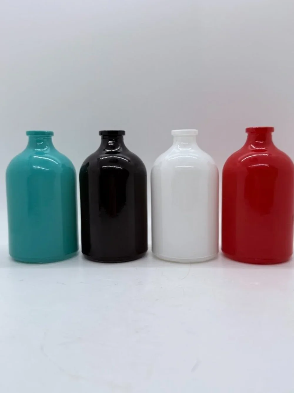 Set of 4 Colorful Glass Small Bud Vase Weed Pot Jars